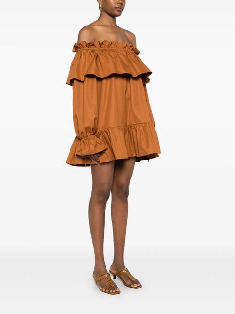 Saint Laurent ruffled mini dress - Brown