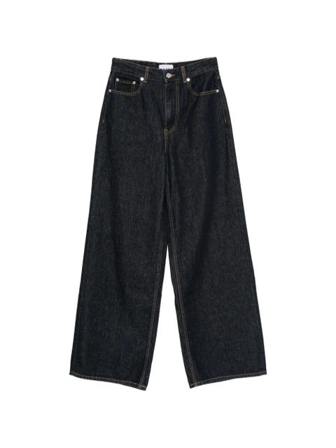 GANNI Lari logo-patch jeans - Blue