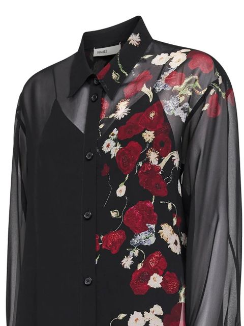 KHAITE Gloria floral-print midi dress - Black - zdjęcie produktu nr 2