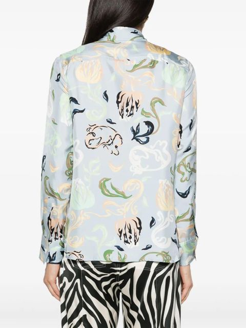Lanvin graphic-print silk shirt - Blue