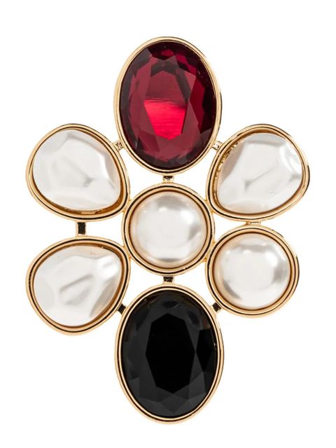 Self-Portrait faux-pearl earrings - Gold