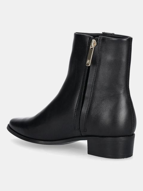 Tommy Hilfiger botki skórzane TH LEATHER POINTY ZIP BOOTIE damskie kolor czarny na słupku FW0FW08980