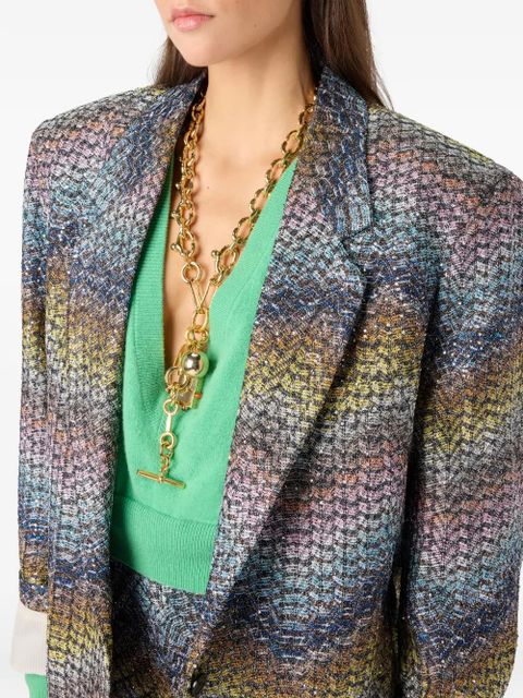 Missoni zigzag-pattern single-breasted blazer - Blue