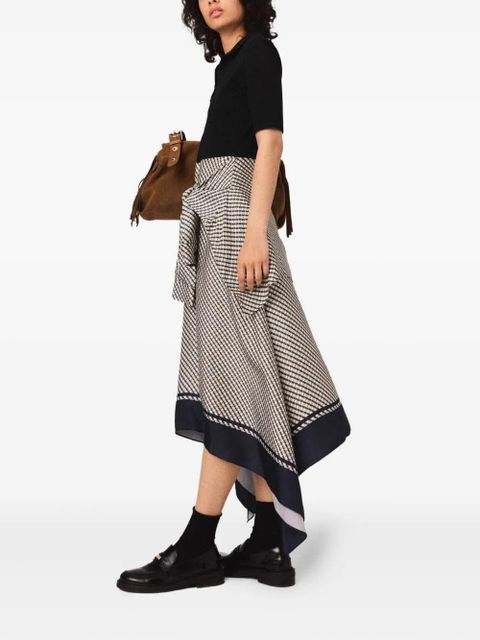 Maje printed two-tone dress - Black