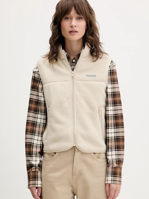 Guess Jeans kamizelka damska kolor beżowy gładka W5BQ19 K1042 - zdjęcie produktu nr 1