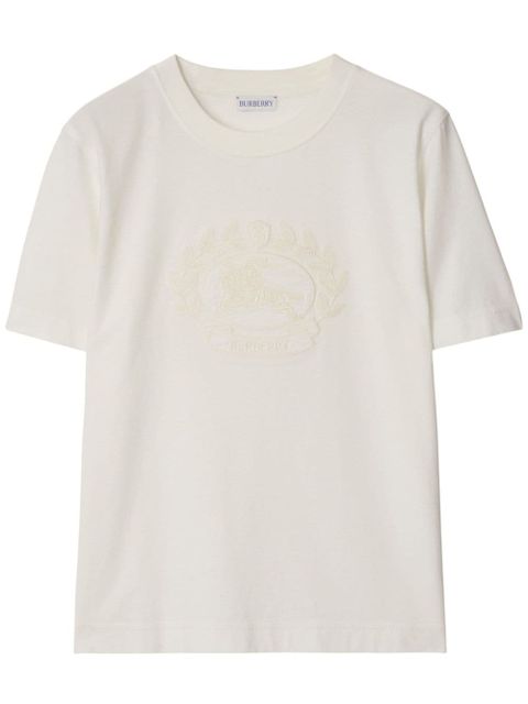 Burberry logo-embroidered cotton T-shirt - Neutrals - zdjęcie produktu nr 1