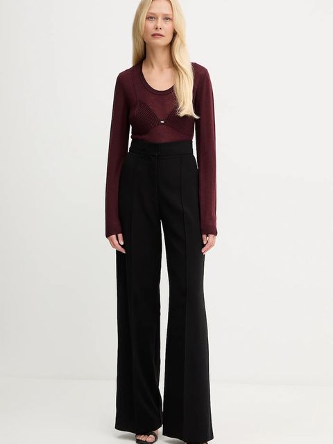 Elisabetta Franchi sweter z dodatkiem wełny damski kolor bordowy lekki MK35S57E2