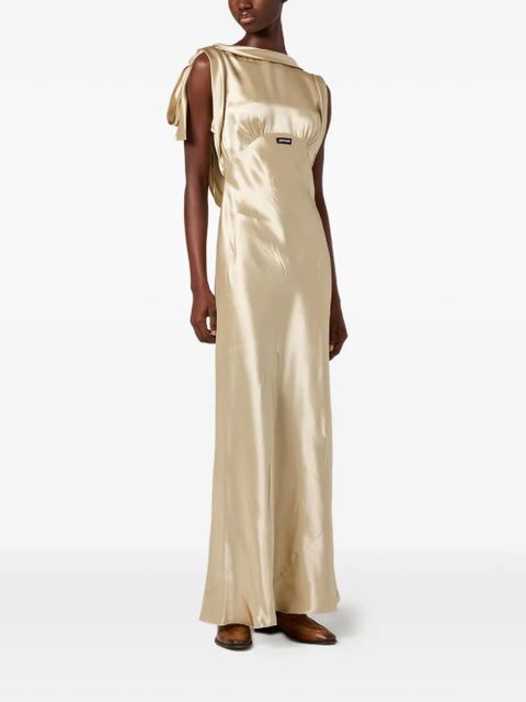 Miu Miu scoop-back satin-effect maxi dress - Neutrals - zdjęcie produktu nr 2