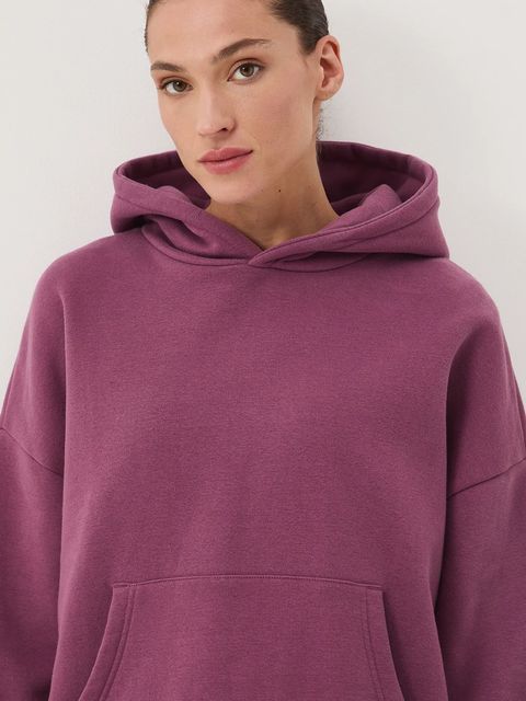 Medicine bluza damska kolor fioletowy z kapturem gładka