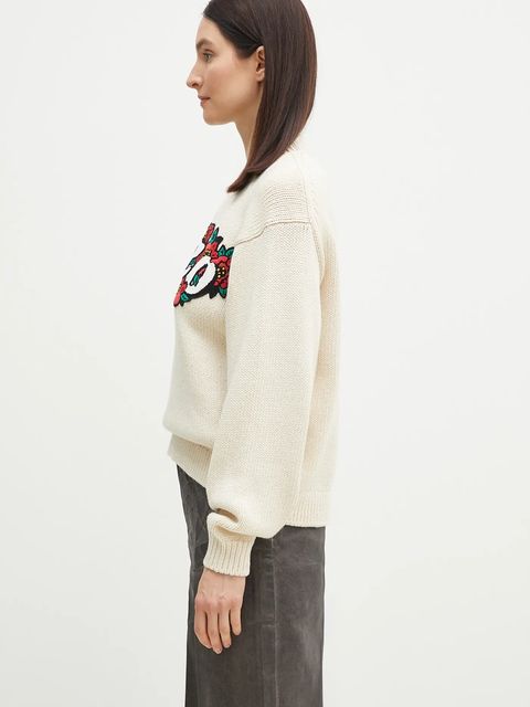 Kenzo sweter wełniany x Verdy damski kolor beżowy ciepły FF52PU4913CX.02