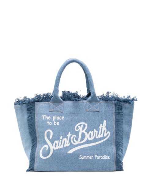 MC2 Saint Barth Vanity fringed logo-print tote bag - Blue - zdjęcie produktu nr 1