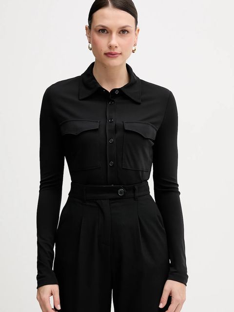 Sisley koszula damska kolor czarny regular z kołnierzykiem klasycznym 54HXLQ09M - zdjęcie produktu nr 1