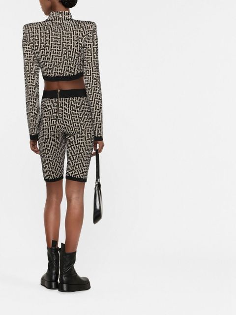 Balmain monogram-print knitted shorts - Neutrals