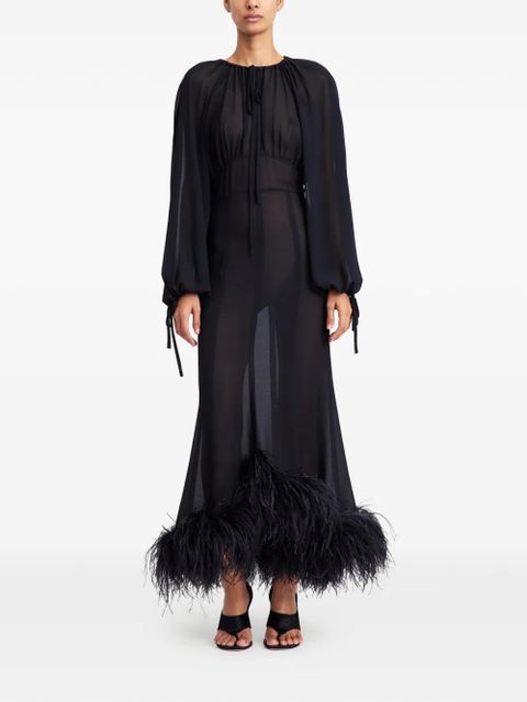 16Arlington Davis feather-trim midi dress - Black
