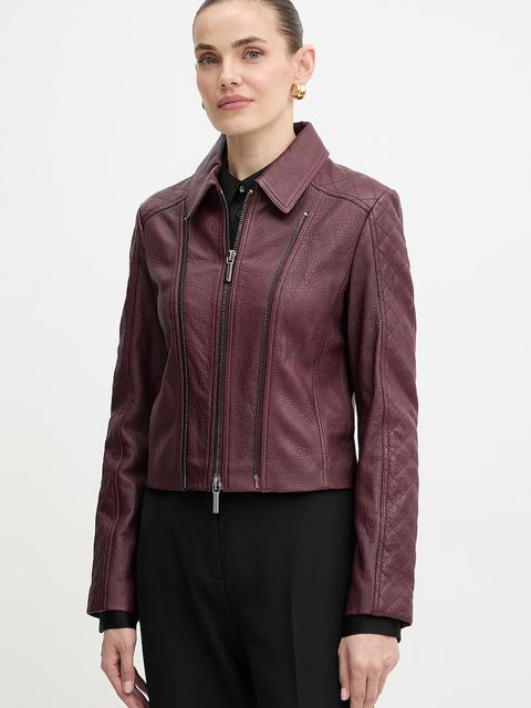 Armani Exchange kurtka skórzana kolor bordowy przejściowa XW000654 AF16212 - zdjęcie produktu nr 1