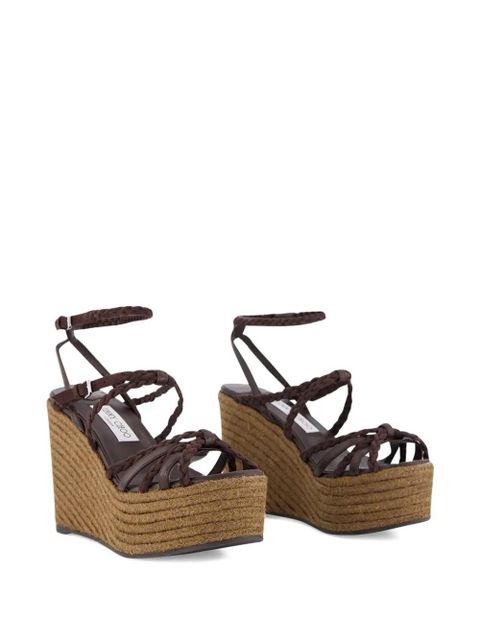 Jimmy Choo Nyra leather wedge sandals - Brown - zdjęcie produktu nr 2