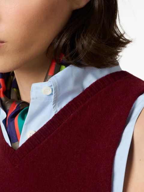 Miu Miu intarsia logo ribbed knit vest - Red