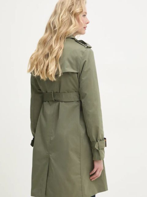 Answear.LAB trencz damski kolor zielony przejściowy dwurzędowy