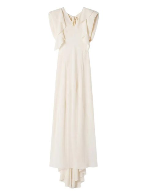 Lanvin ruffled V-neck maxi dress - Neutrals - zdjęcie produktu nr 1