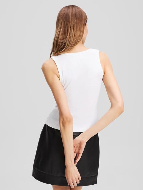 Karl Lagerfeld top bawełniany kolor biały A3W17005