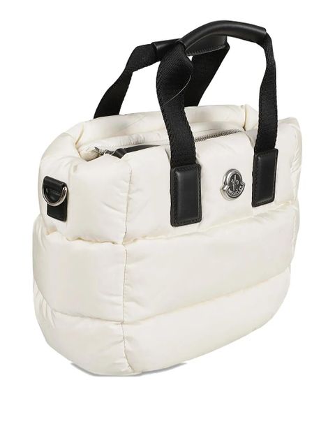 Moncler mini padded logo-patch tote bag - White