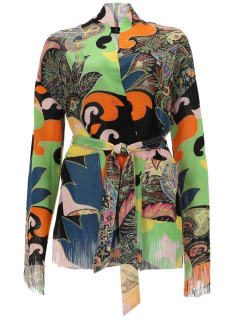 ETRO paisley-print fringed-edge cardigan - Green - zdjęcie produktu nr 2