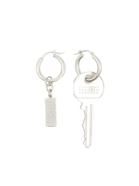 MM6 Maison Margiela Tag and Key pendant hoop drop earrings - Silver - zdjęcie produktu nr 1