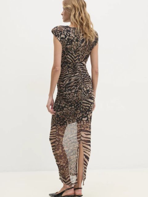 Answear.LAB sukienka kolor czarny maxi dopasowana