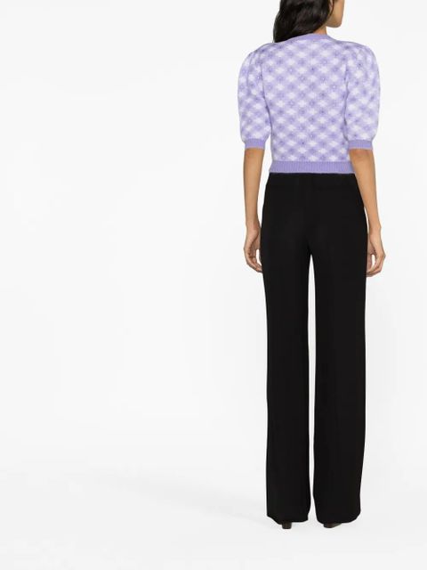 Alessandra Rich crystal-embellished diamond-jacquard top - Purple