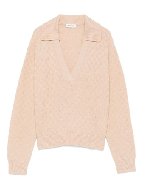 SANDRO textured V-neck sweater - Neutrals - zdjęcie produktu nr 1