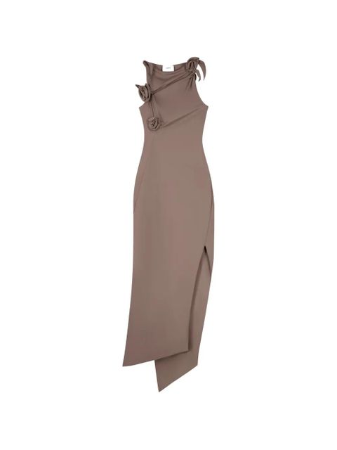 Coperni flower-appliqué asymmetric dress - Brown - zdjęcie produktu nr 1