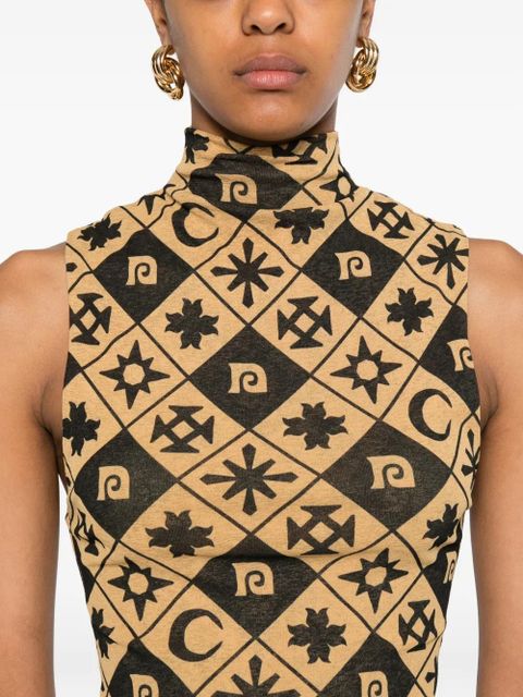 Nanushka geometric-pattern sleeveless top - Black