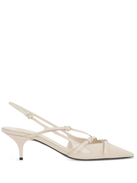 Miu Miu buckled patent slingback pumps - Neutrals - zdjęcie produktu nr 1