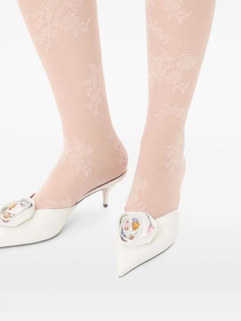 Valentino Garavani 55mm Drip Rose leather mules - White