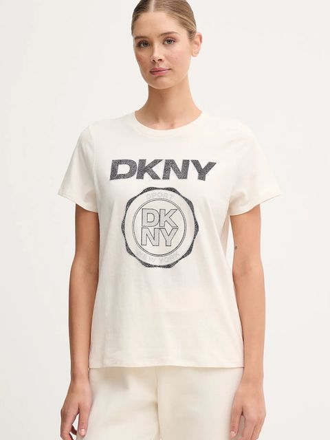 Dkny t-shirt bawełniany damski kolor beżowy DP5T1366 - zdjęcie produktu nr 1