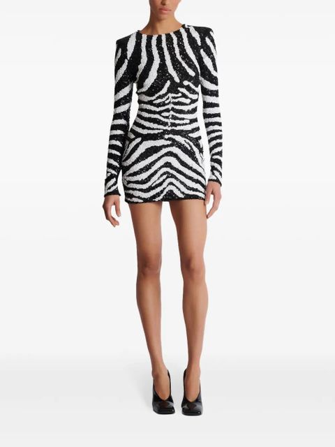 Balmain zebra-pattern sequin-embellished dress - Black - zdjęcie produktu nr 2