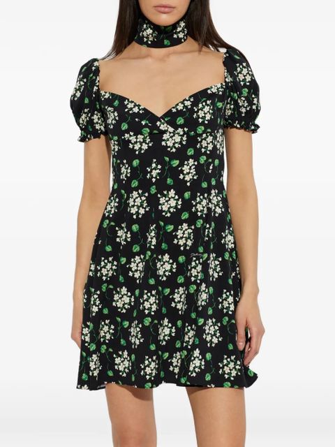 Dolce & Gabbana puff-sleeve floral mini dress - Black