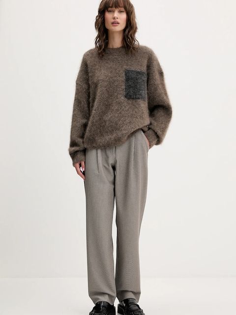 Abercrombie & Fitch spodnie damskie kolor brązowy proste high waist KI156-5414-407 - zdjęcie produktu nr 2