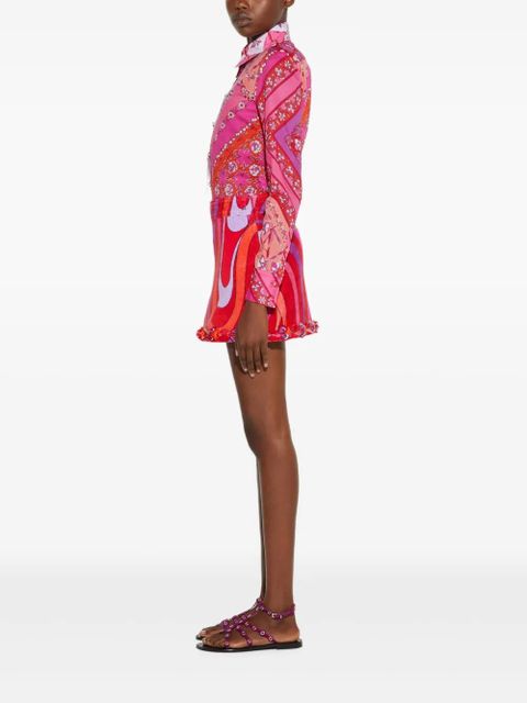 PUCCI Marmo-print embroidered mini skirt - Pink