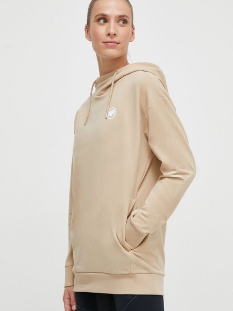 Mammut bluza dresowa ML Hoody Original kolor beżowy z kapturem z nadrukiem - zdjęcie produktu nr 1
