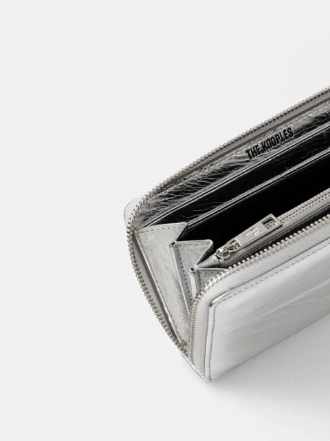 The Kooples portfel skórzany damski kolor srebrny AFPM30001K