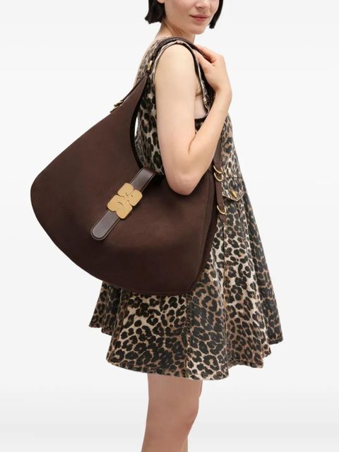 GANNI logo-plaque shoulder bag - Brown