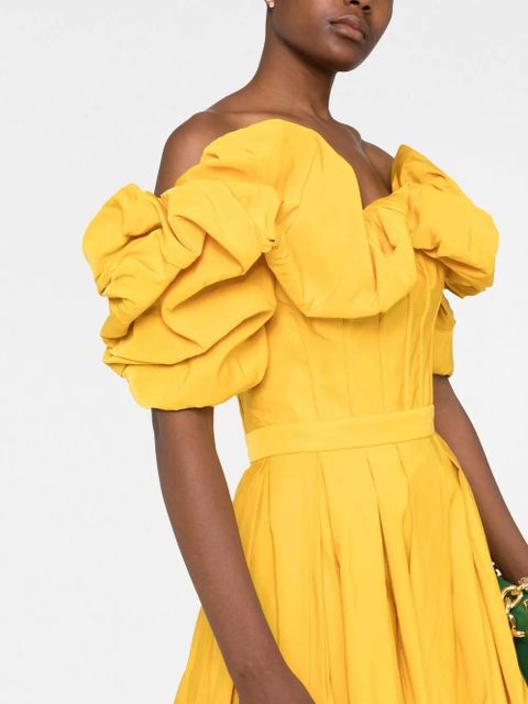 Alexander McQueen ruffle-trim detail neckline dress - Yellow