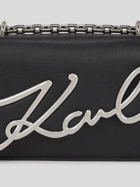Karl Lagerfeld torebka skórzana K/SIGNATURE kolor czarny A3W30138
