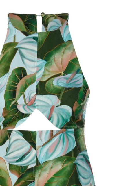 FARM Rio cut-out floral-print midi dress - Green