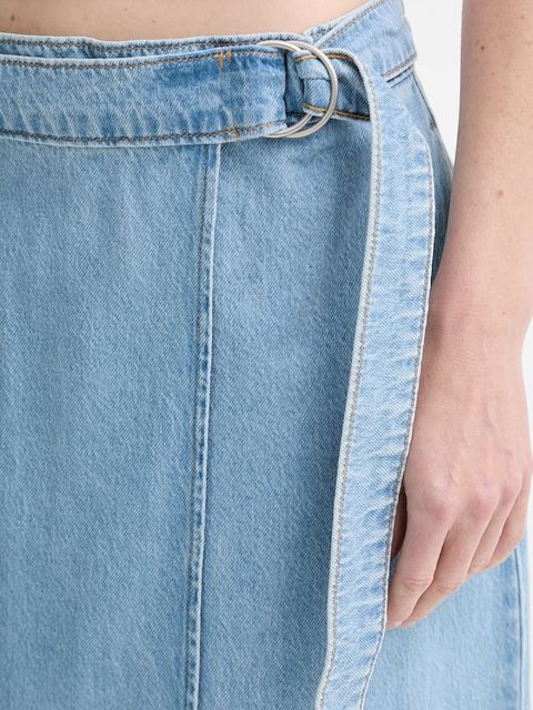 Levi's spódnica jeansowa COLUMN WRAP SKIRT kolor niebieski maxi prosta 001VG