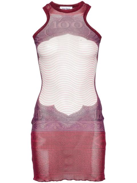 Jean Paul Gaultier Cartouche-print tulle mini dress - Red - zdjęcie produktu nr 1