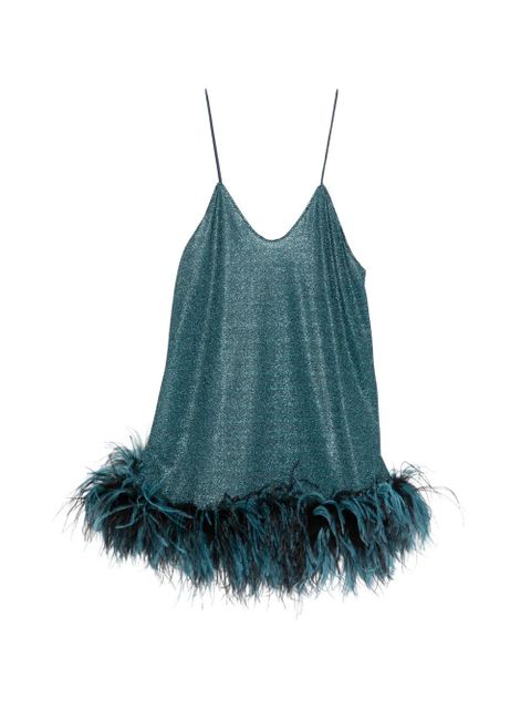Oséree feather-trim mini dress - Blue - zdjęcie produktu nr 1