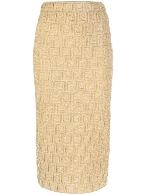 FENDI FF-motif pencil skirt - Gold - zdjęcie produktu nr 1