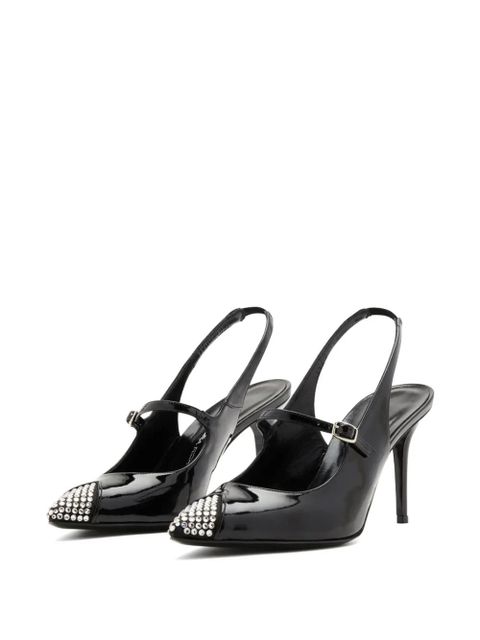 Alessandra Rich embellished slingback sandals - Black - zdjęcie produktu nr 2